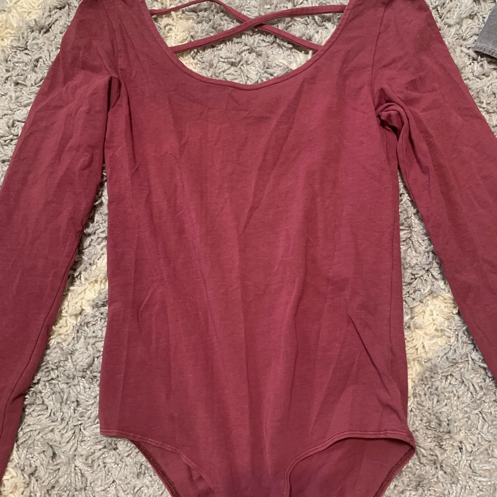 American Eagle maroon long sleeve body suit